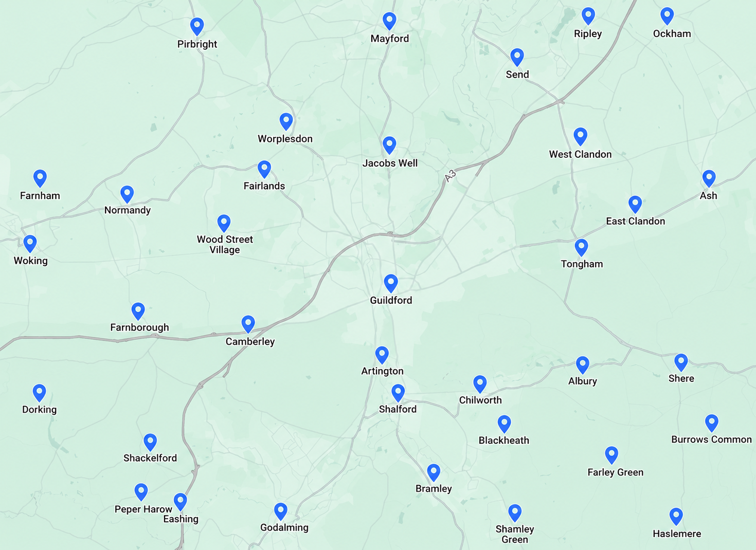 CJ Pressure Washing service area map